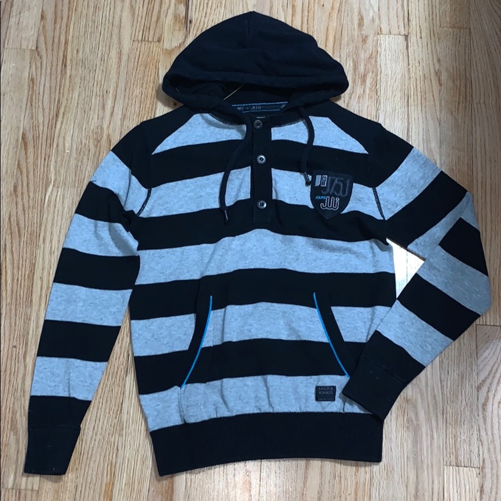 Jack and Jones mens striped hoodie size small